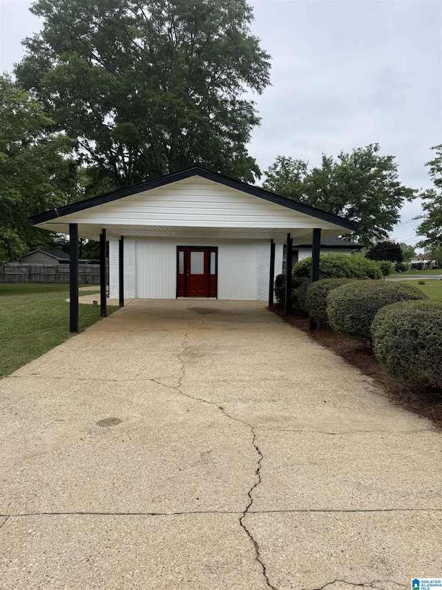 garage with driveway