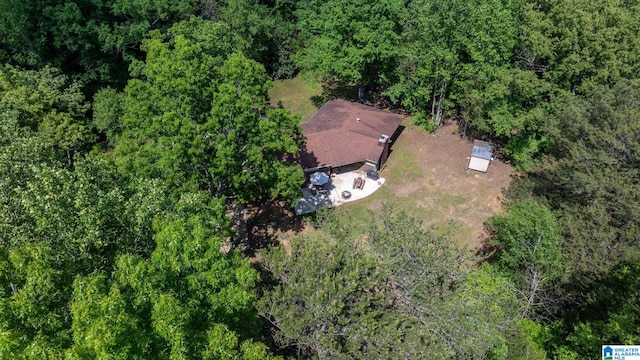 aerial view with a wooded view