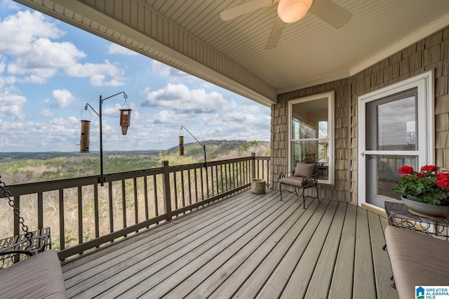 deck featuring a ceiling fan