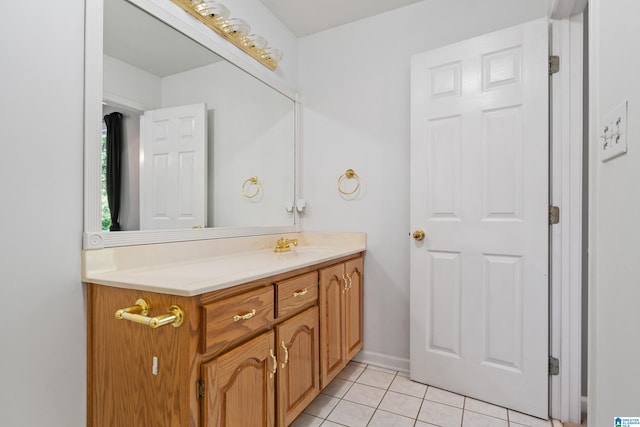 bathroom with tile patterned floors and vanity