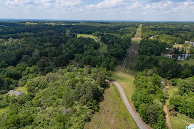bird's eye view with a water view and a view of trees