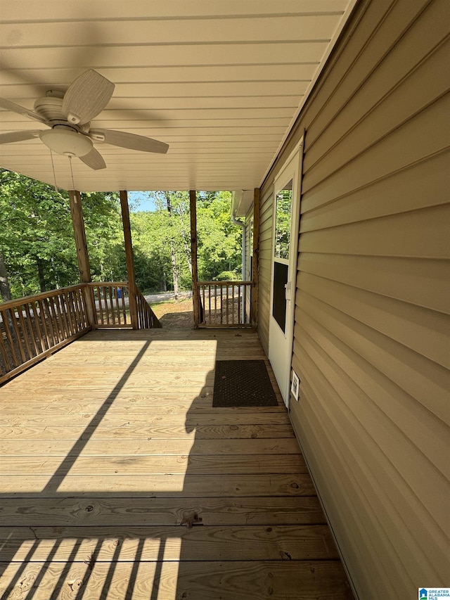 deck featuring ceiling fan