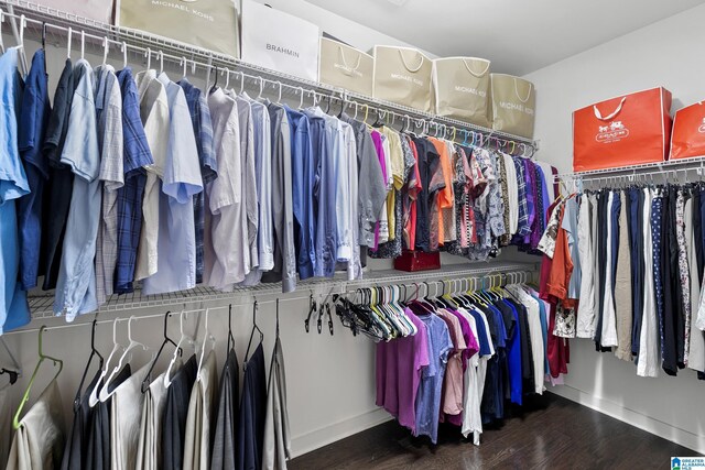 walk in closet featuring wood finished floors