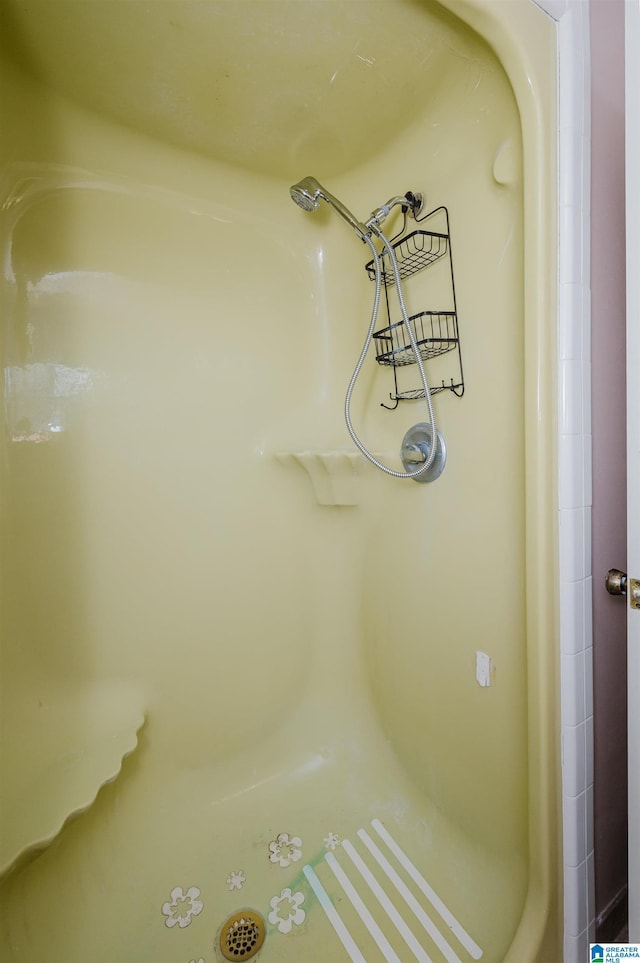 interior details featuring a shower