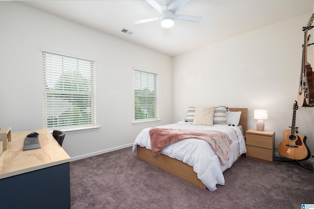 8659 Clarke Ln, Leeds, AL 35094 - carpeted bedroom featuring baseboards, visible vents, and ceiling fan
