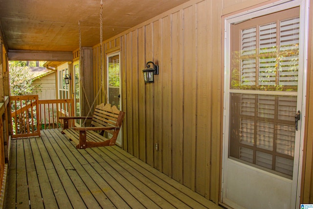 wooden terrace with covered porch
