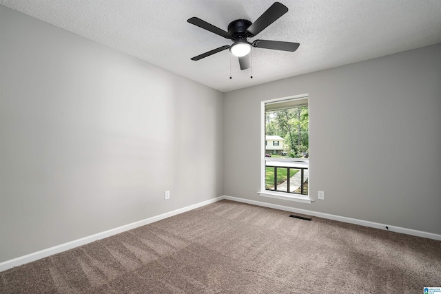 1006 Cannon Cir, Birmingham, AL 35235 - carpeted empty room featuring baseboards, a ceiling fan, a textured ceiling, and visible vents