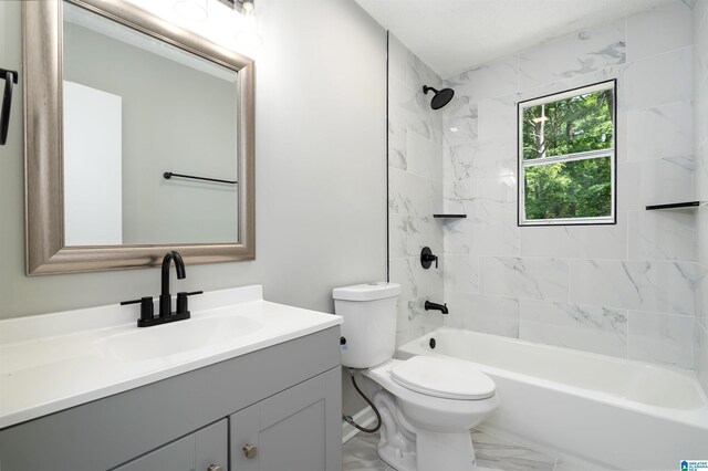 1006 Cannon Cir, Birmingham, AL 35235 - bathroom with toilet, bathing tub / shower combination, marble finish floor, and vanity