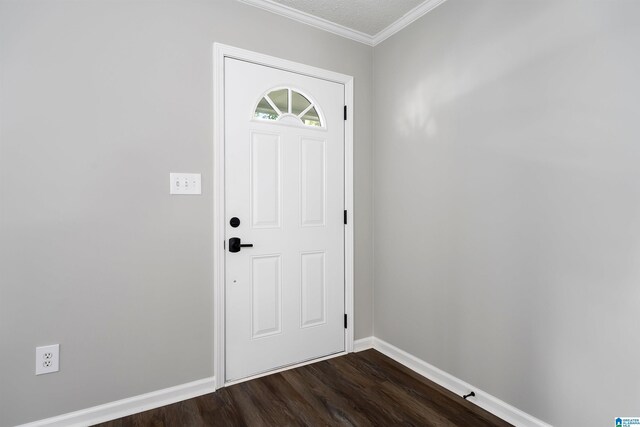 1006 Cannon Cir, Birmingham, AL 35235 - foyer entrance featuring crown molding, dark wood-style flooring, and baseboards