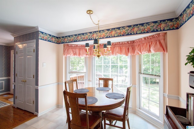 836 Tulip Poplar Dr, Hoover, AL 35244 - dining room featuring ornamental molding, a chandelier, and baseboards