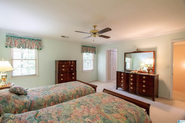 836 Tulip Poplar Dr, Hoover, AL 35244 - carpeted bedroom with crown molding and a ceiling fan