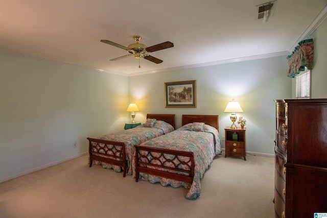 836 Tulip Poplar Dr, Hoover, AL 35244 - carpeted bedroom with ornamental molding, baseboards, and a ceiling fan