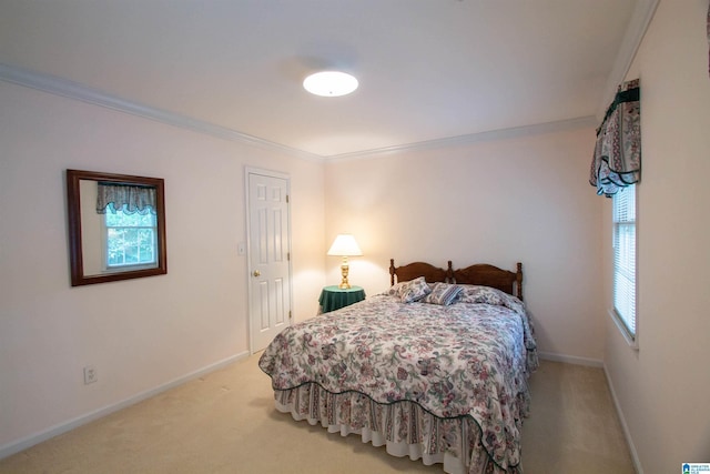 836 Tulip Poplar Dr, Hoover, AL 35244 - bedroom with ornamental molding, light carpet, and baseboards
