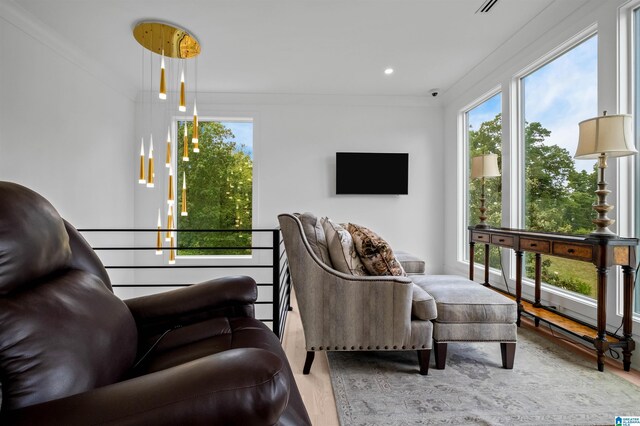living area featuring plenty of natural light and wood finished floors
