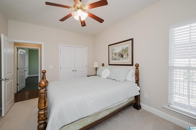 124 Blackstone Ct, Chelsea, AL 35043 - carpeted bedroom with a ceiling fan, baseboards, multiple windows, and a closet
