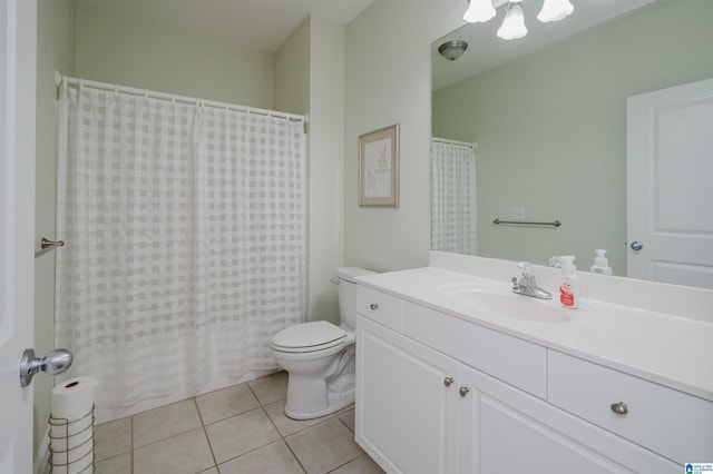124 Blackstone Ct, Chelsea, AL 35043 - bathroom featuring tile patterned flooring, a shower with shower curtain, toilet, and vanity