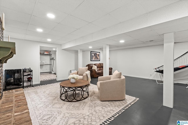 1700 Kestwick Dr, Hoover, AL 35226 - living area with baseboards, a drop ceiling, and recessed lighting
