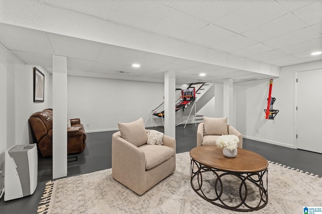 1700 Kestwick Dr, Hoover, AL 35226 - living room with recessed lighting, baseboards, and a paneled ceiling