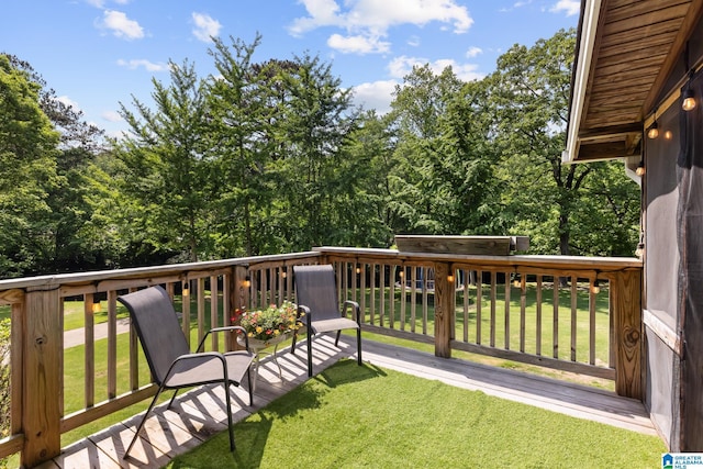 1700 Kestwick Dr, Hoover, AL 35226 - wooden terrace with a yard
