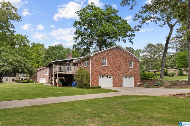 1700 Kestwick Dr, Hoover, AL 35226 - view of side of property with a chimney, a lawn, brick siding, concrete driveway, and an attached garage