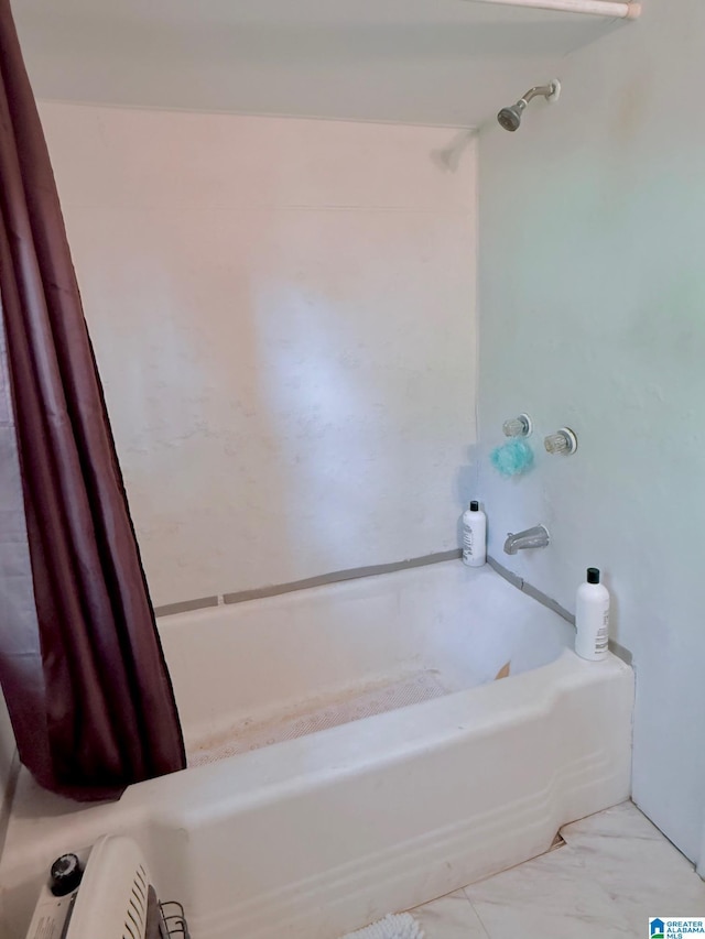 103 Thatcher St, Piedmont, AL 36272 - bathroom featuring marble finish floor and shower / bath combination with curtain