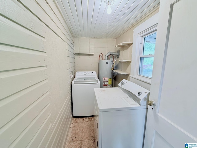 103 Thatcher St, Piedmont, AL 36272 - laundry room with laundry area, water heater, independent washer and dryer, and wooden ceiling