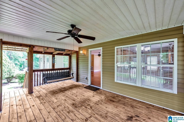 deck featuring a ceiling fan