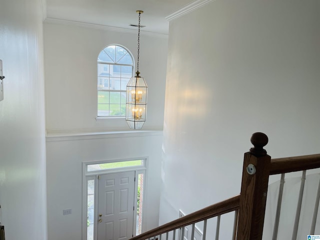 196 King James Ct, Alabaster, AL 35007 - foyer featuring a chandelier and ornamental molding