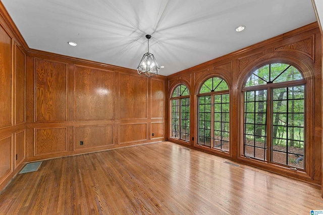 2074 Royal Fern Ln, Hoover, AL 35244 - unfurnished room with a chandelier, visible vents, wood finished floors, and recessed lighting