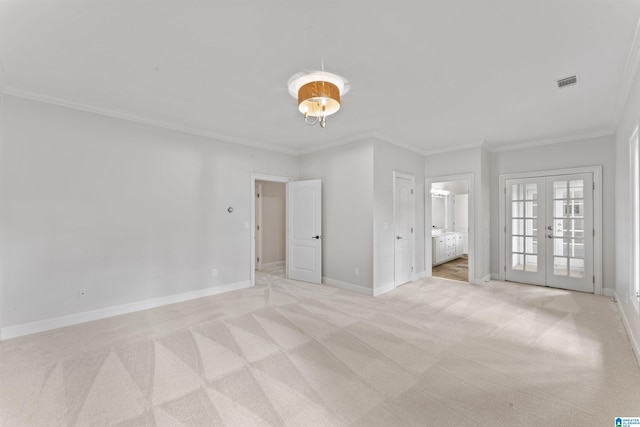 2074 Royal Fern Ln, Hoover, AL 35244 - interior space with crown molding, baseboards, light colored carpet, and visible vents