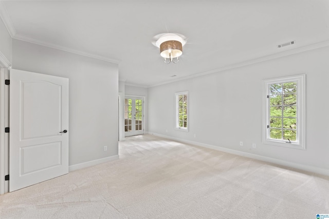 2074 Royal Fern Ln, Hoover, AL 35244 - spare room featuring crown molding, baseboards, plenty of natural light, and visible vents