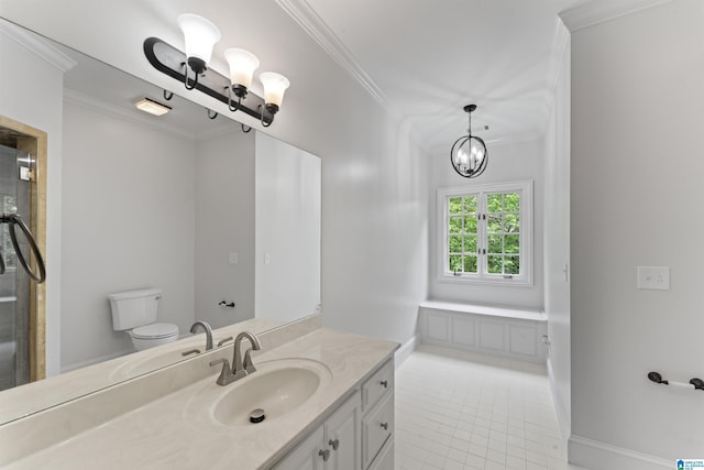 2074 Royal Fern Ln, Hoover, AL 35244 - full bath featuring tile patterned flooring, vanity, baseboards, a notable chandelier, and ornamental molding