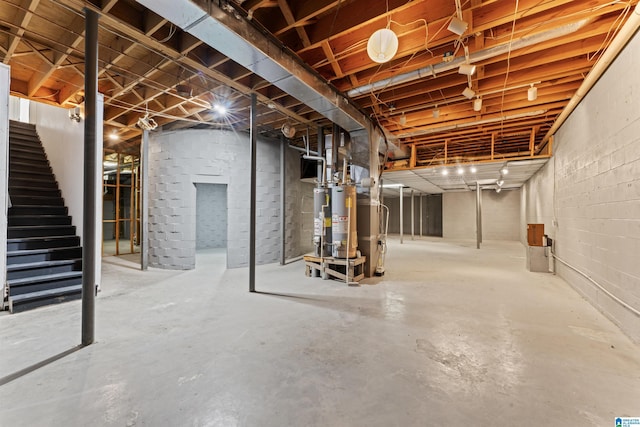 2074 Royal Fern Ln, Hoover, AL 35244 - unfinished below grade area with gas water heater and stairs