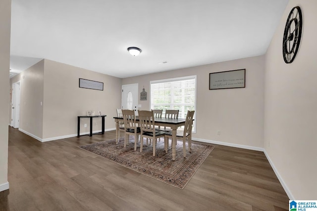 dining room featuring baseboards and wood finished floors