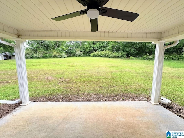 view of patio / terrace featuring ceiling fan