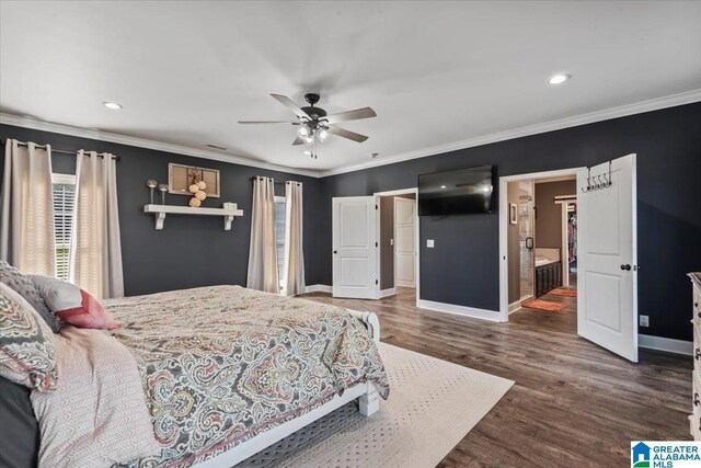 1520 Day Gap Rd, Cullman, AL 35057 - bedroom with crown molding, recessed lighting, baseboards, and wood finished floors