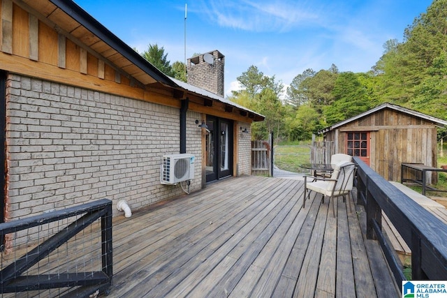 wooden terrace with ac unit