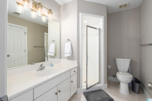 1012 Oak Tree Rd, Hoover, AL 35244 - full bath featuring visible vents, vanity, toilet, tile patterned floors, and a stall shower