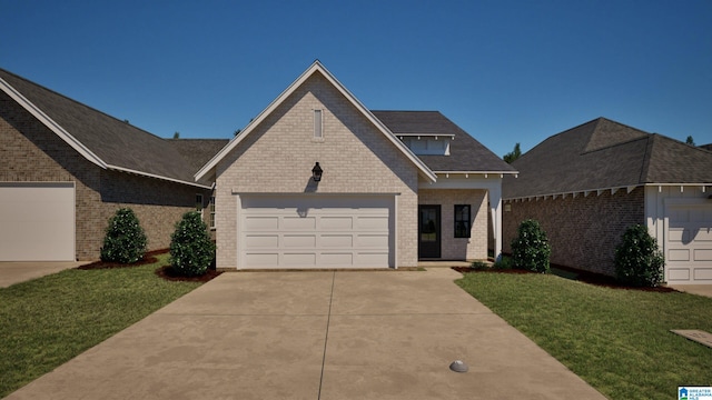 377 Shiloh Creek Dr, Calera, AL 35040 - view of front facade with brick siding, a front lawn, concrete driveway, and a garage
