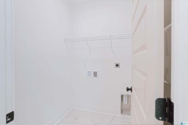 377 Shiloh Creek Dr, Calera, AL 35040 - laundry area with hookup for an electric dryer, washer hookup, baseboards, and light marble finish flooring