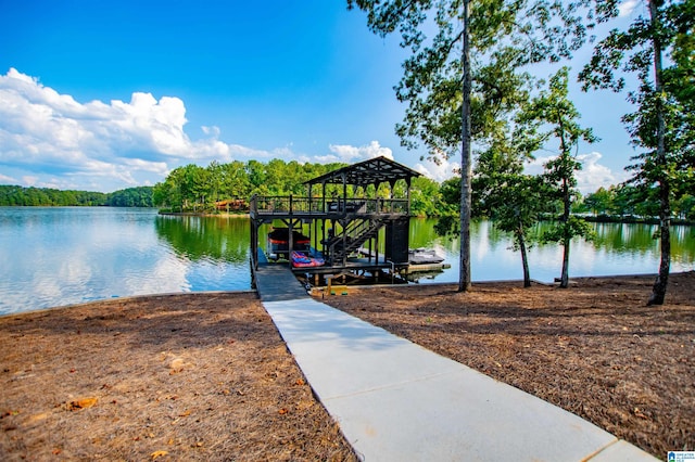 view of dock featuring a water view