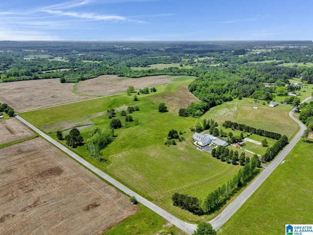 aerial view featuring a rural view
