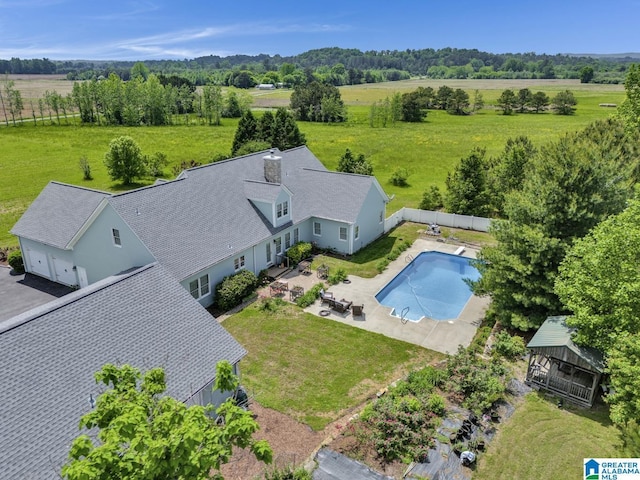 drone / aerial view featuring a rural view