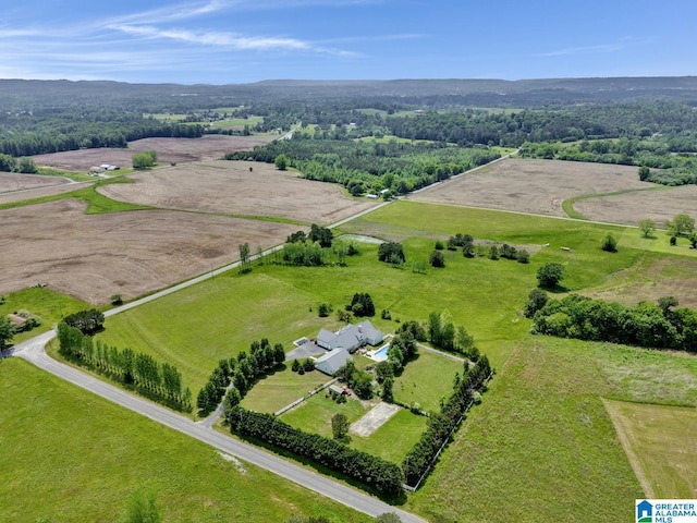 bird's eye view featuring a rural view