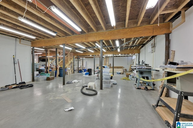 view of unfinished basement