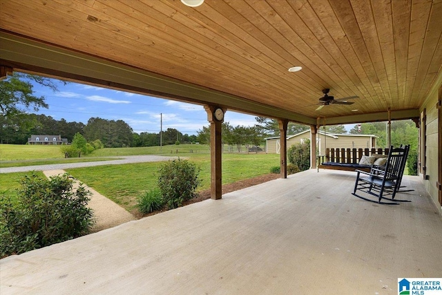 view of patio / terrace featuring ceiling fan
