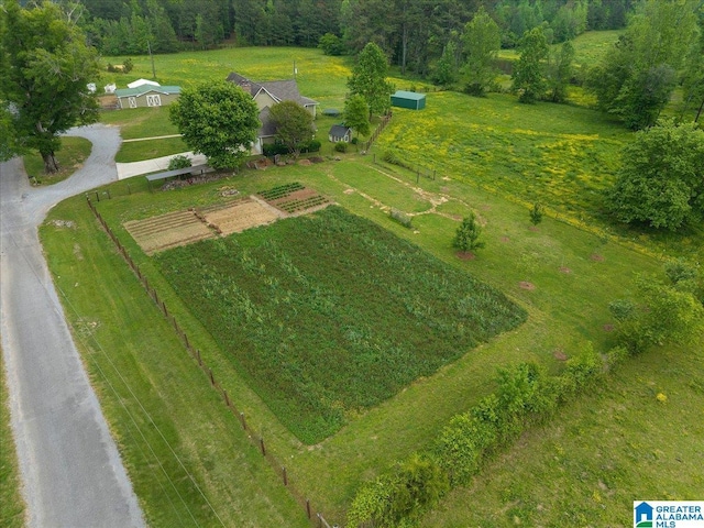 aerial view with a rural view