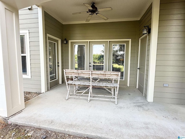 view of patio with ceiling fan