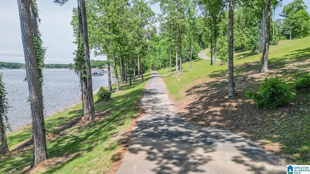 view of road featuring a water view