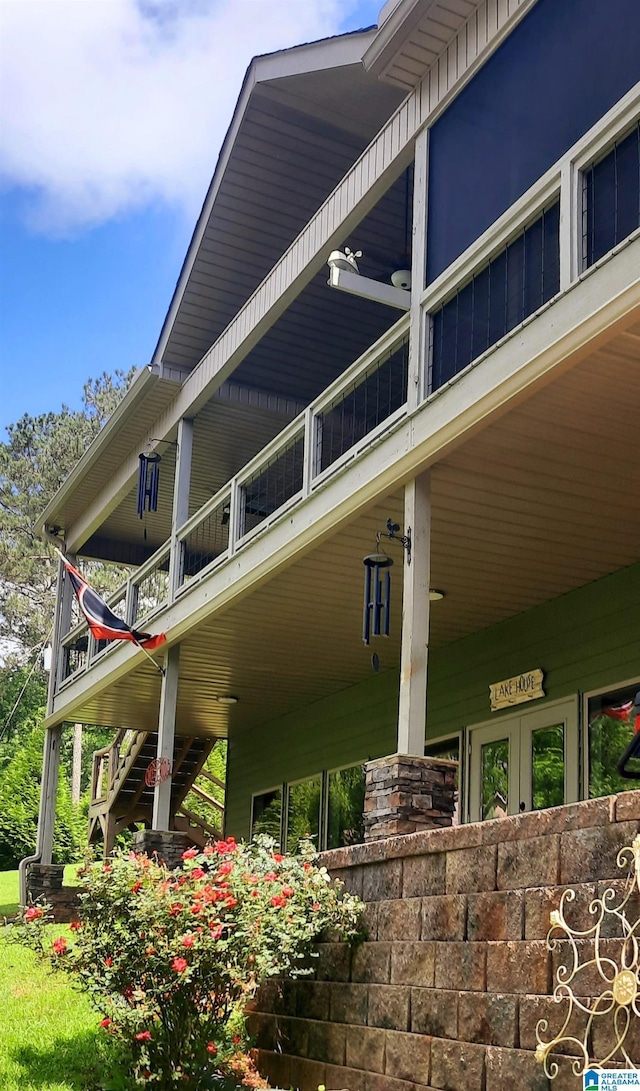 view of home's exterior featuring a balcony